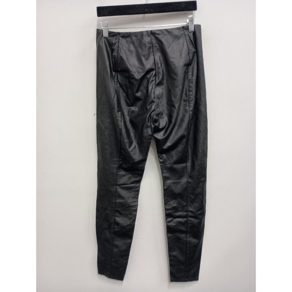Lysse Womens Skinny Pants Large Black Faux Leather Slimming Pull On High Rise - Picture 3 of 8